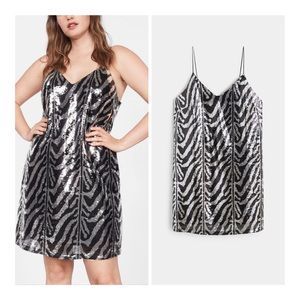 Mango Black and Silver Sequin Mini Dress